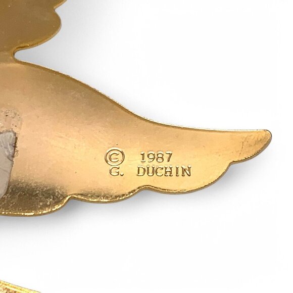 1987 Duchin White Dove Ornament With Patriotic Heart & "In God We Trust" Text - Picture 3 of 5